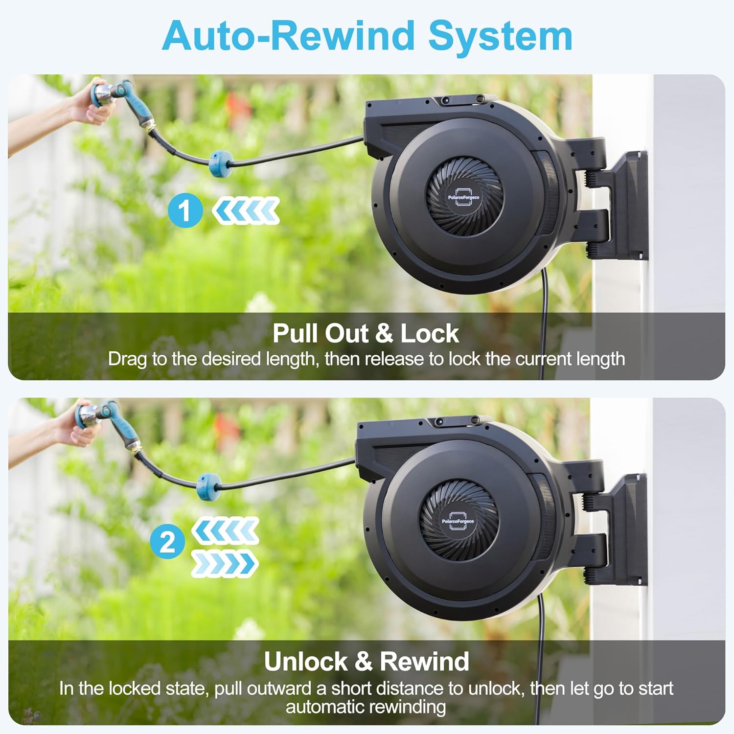 PolarcoForgeco Carrete de Manguera Retráctil 5/8” x 90 Pies - Image 7