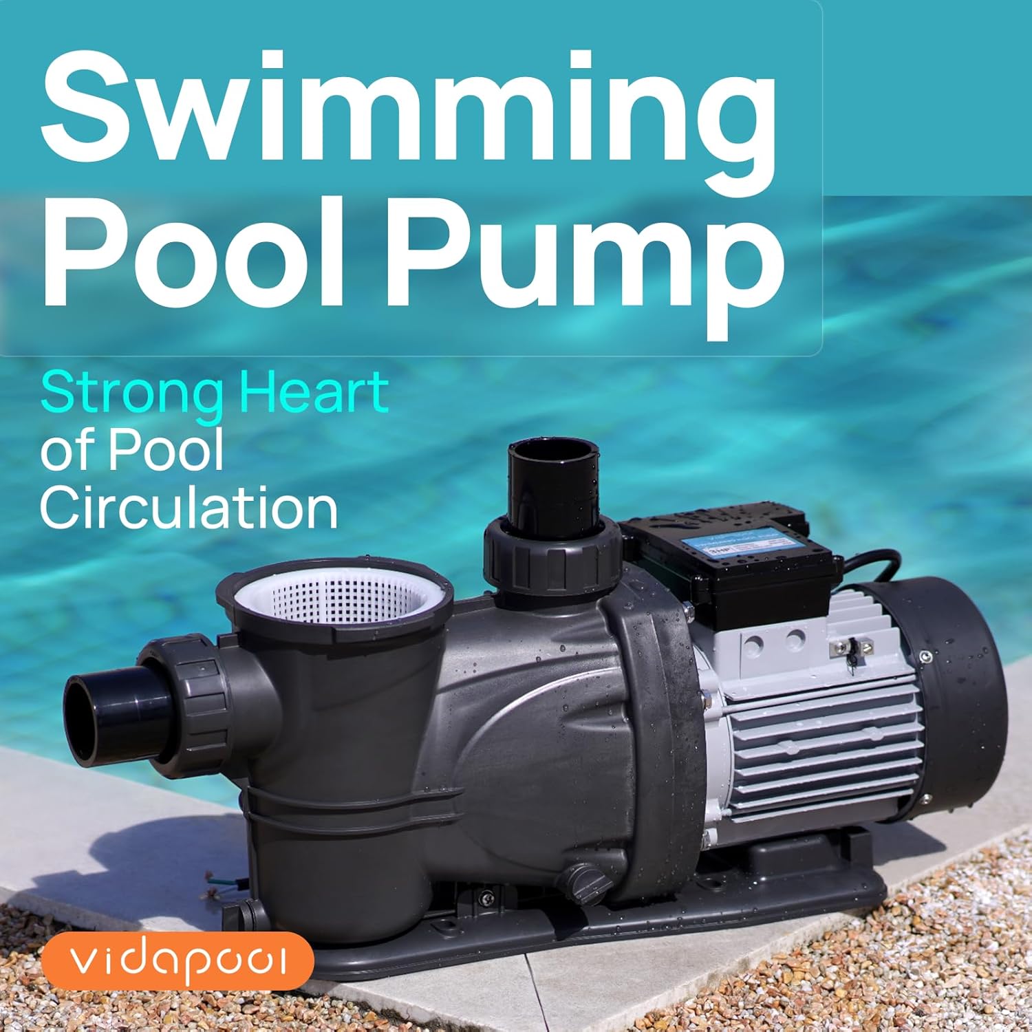 Bomba de piscina Vidapool 1.5HP 7350 GPH 115V – Bomba de alto flujo para piscinas elevadas o enterradas - Image 2