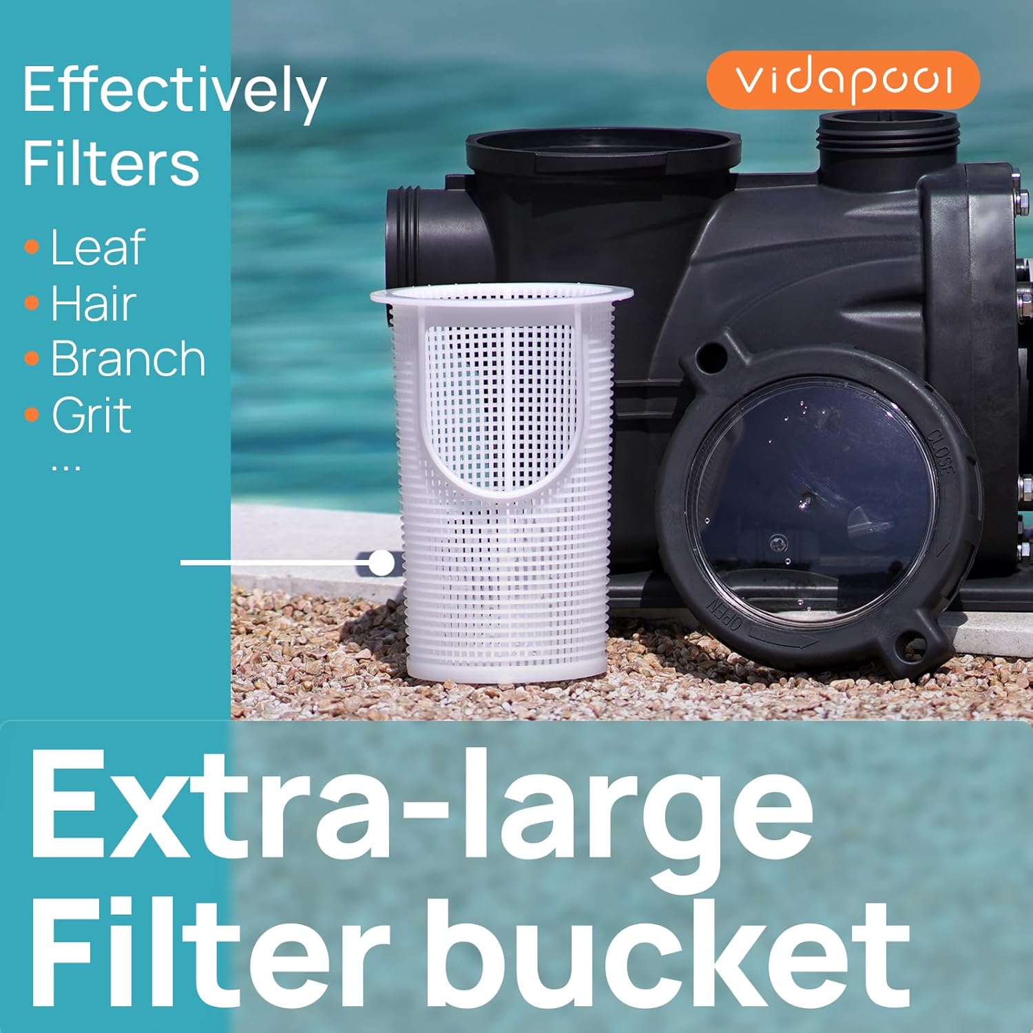 Bomba de piscina Vidapool 1.5HP 7350 GPH 115V – Bomba de alto flujo para piscinas elevadas o enterradas - Image 4