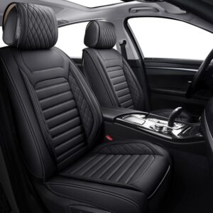 Fundas para Asientos de Automóvil Aierxuan de Cuero Sintético Impermeable – Ajuste Universal Color Negro