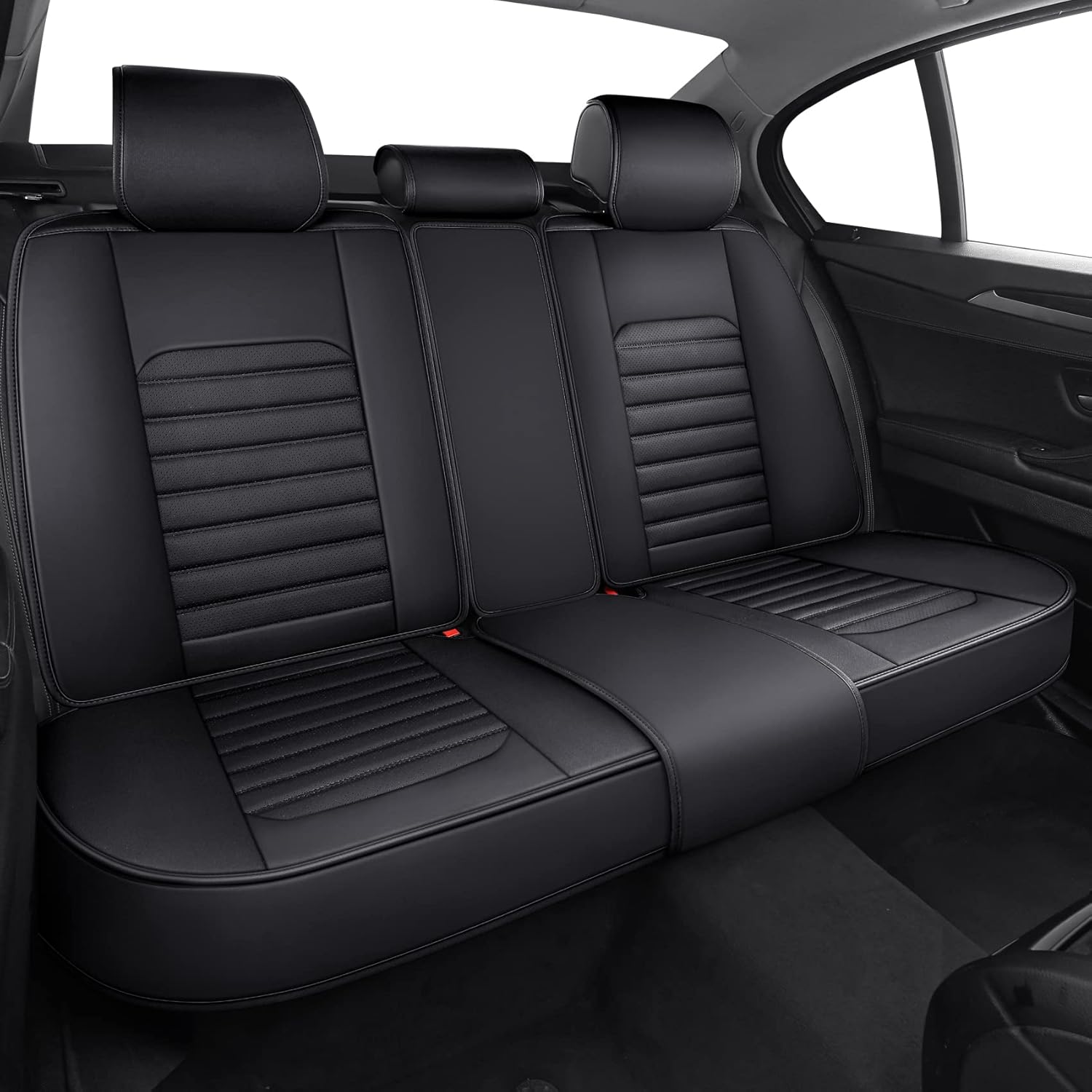 Fundas para Asientos de Automóvil Aierxuan de Cuero Sintético Impermeable – Ajuste Universal Color Negro - Image 6