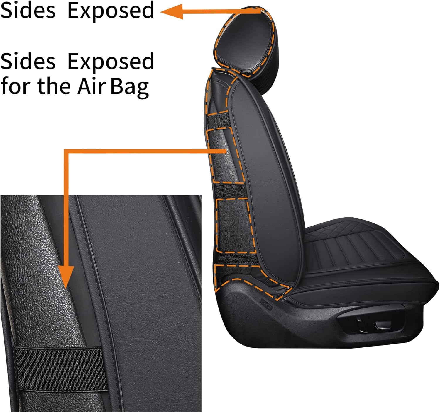 Fundas para Asientos de Automóvil Aierxuan de Cuero Sintético Impermeable – Ajuste Universal Color Negro - Image 3