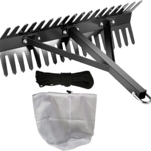 Rastrillo Acuático Shengyi para Estanque y Lago con Cuchillas de Acero – 32" con Cuerda de 66 pies