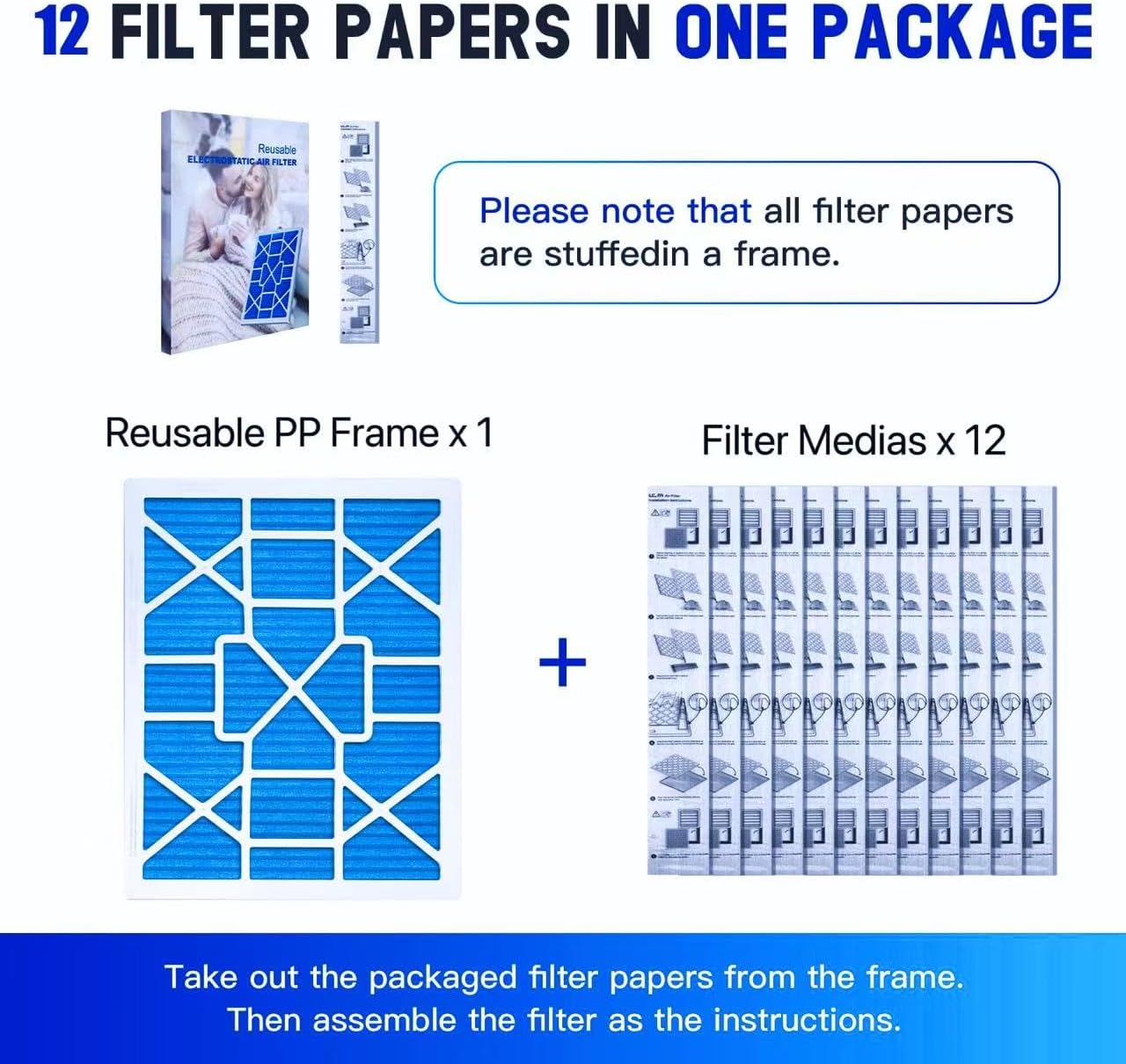 Filtro Electrostático Reutilizable MERV 13 LEKEN 16x25x1 – Kit HVAC con Marco ABS y 12 Medios de Repuesto - Image 8