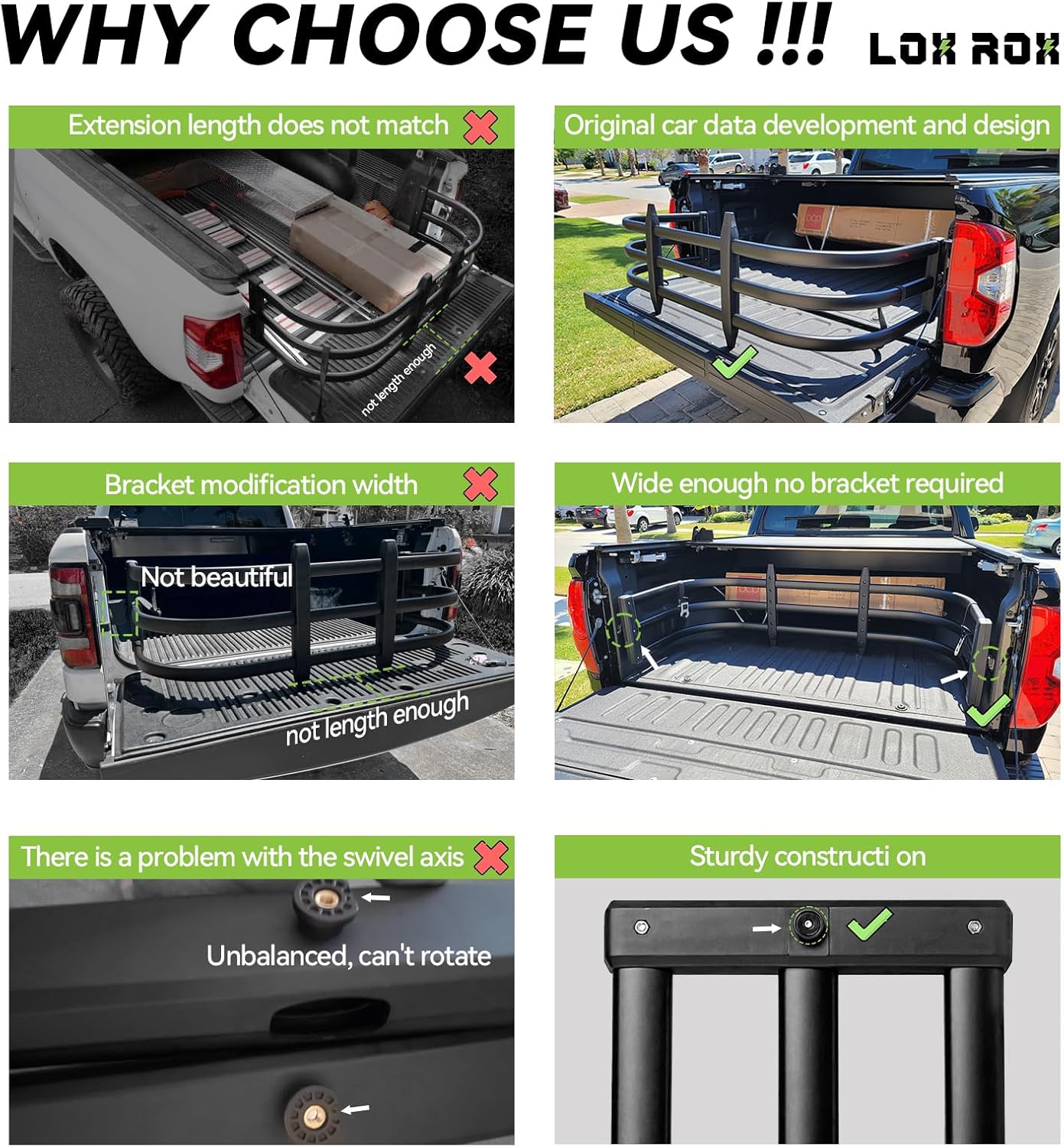 Extensión universal de cama para camioneta – LOX ROX | Extensor de puerta trasera aluminio - Image 5