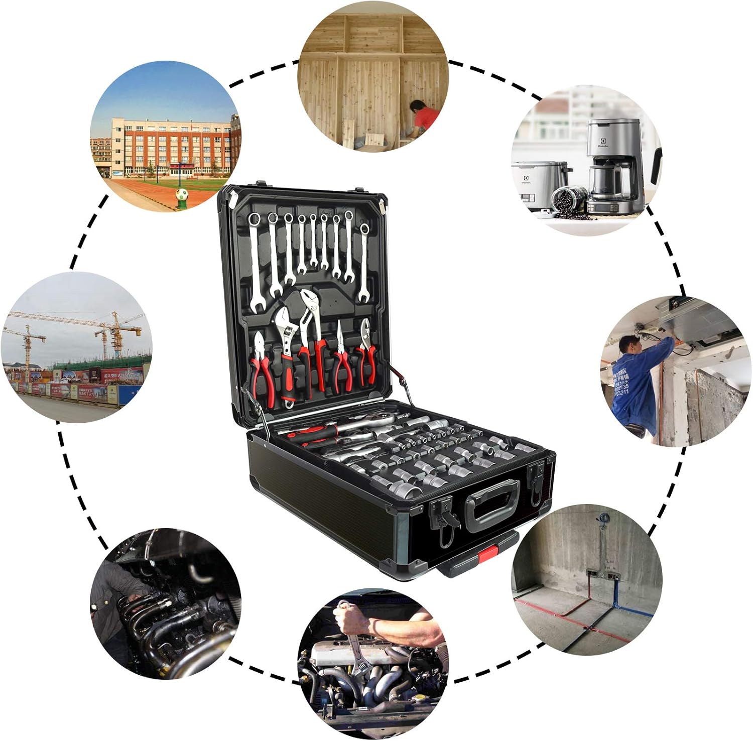 Juego de Herramientas Arcwares 799 Piezas en Maleta de Aluminio con Cinturón – Negro - Image 3