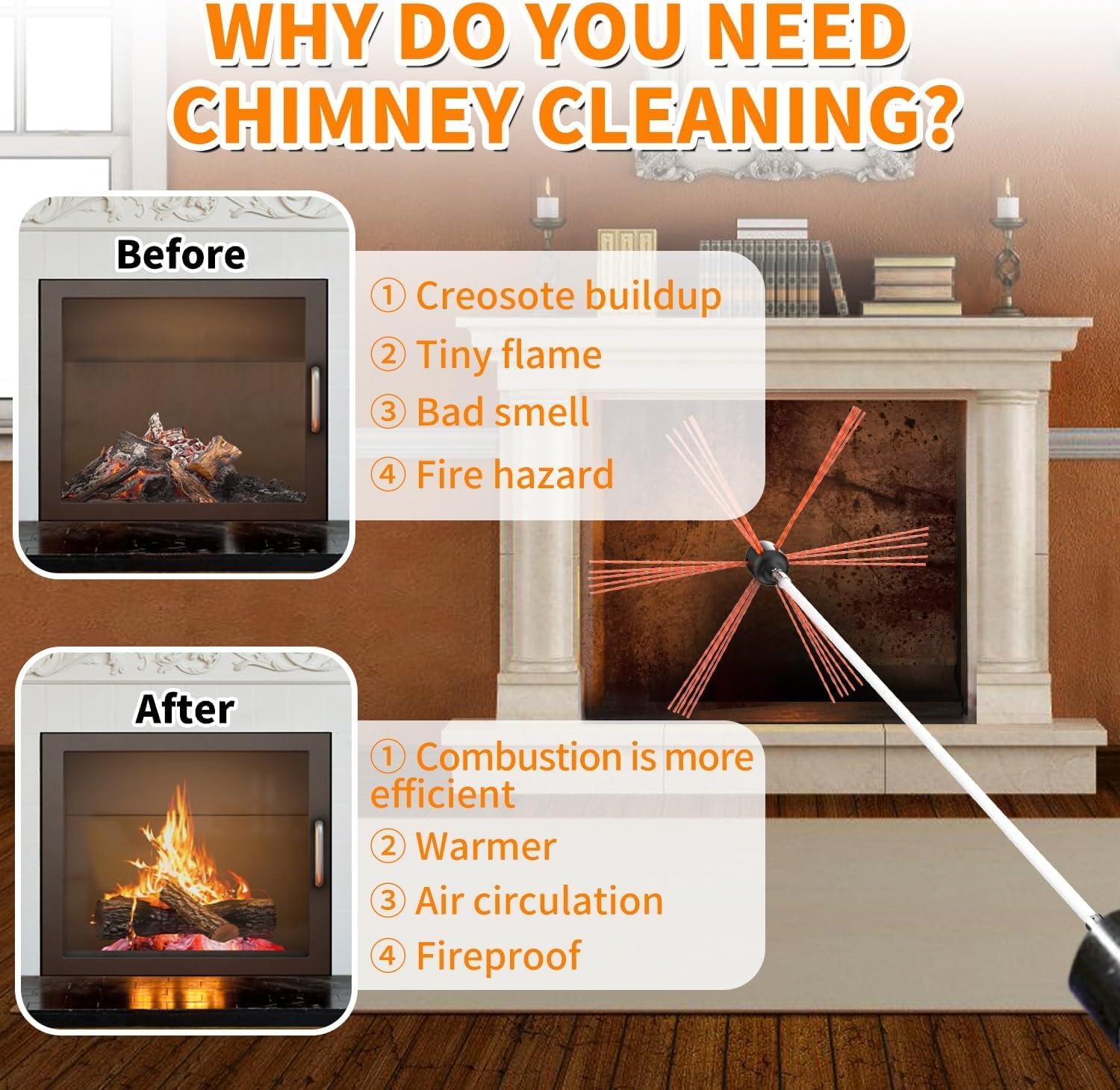 Kit de Barrido de Chimenea Sealegend 30 Pies – Sistema Rotatorio con 9 Varillas - Image 7