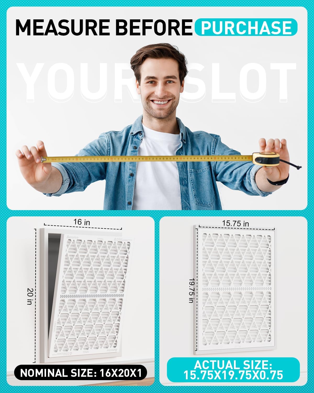 Kit de Filtro de Aire Recargable AErovivo 16x20x1 – MERV 8 con Marco Reutilizable y 6 Recambios - Image 5