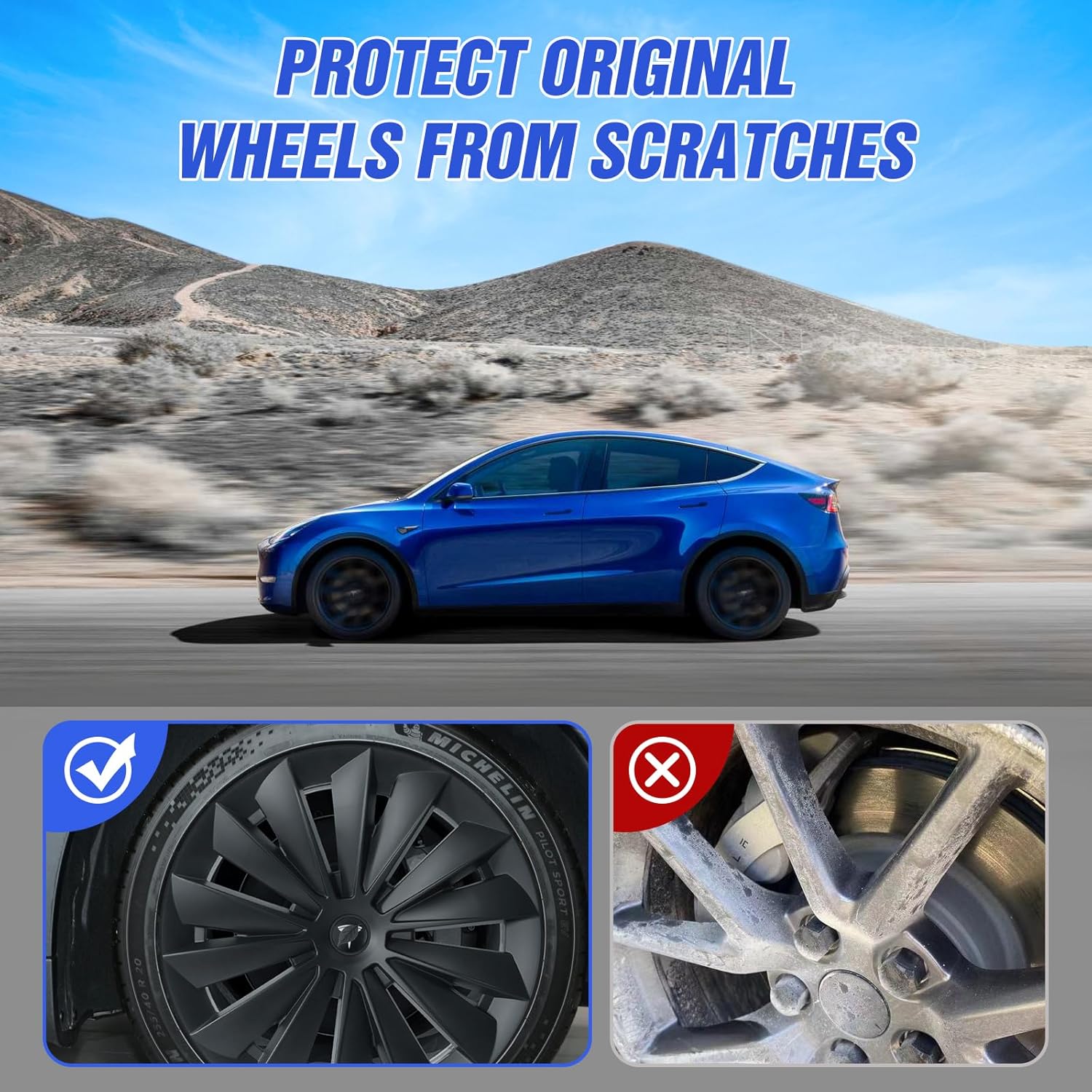 Fundas de Rueda Tewgug 19″ Swords Shadow para Tesla Model Y 2020-2024 (Kit 4 Piezas) - Image 5