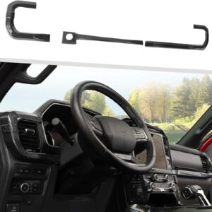 Jimen Cubierta de Panel de Salpicadero y Consola Central (3 Piezas) Compatible con Ford F150 2021-2023 – Fibra de Carbono