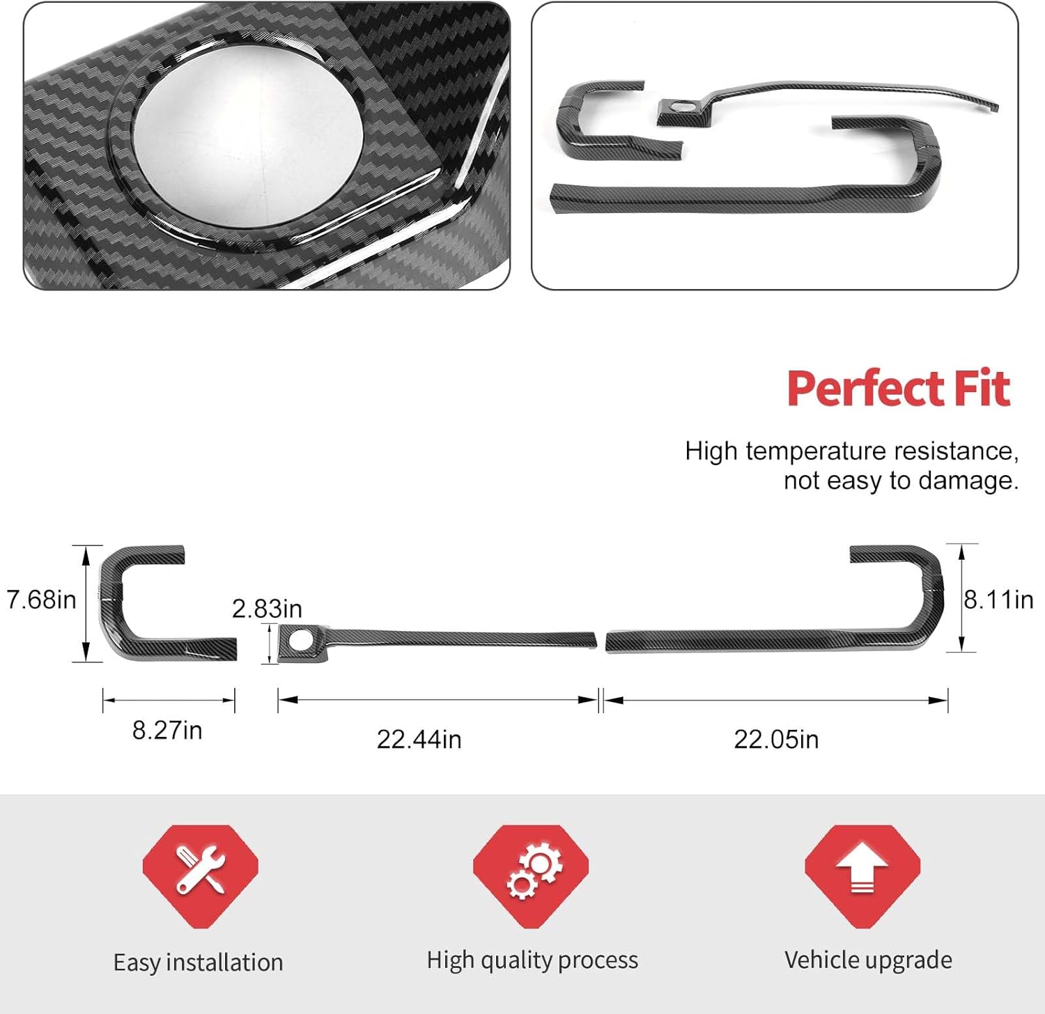 Jimen Cubierta de Panel de Salpicadero y Consola Central (3 Piezas) Compatible con Ford F150 2021-2023 – Fibra de Carbono - Image 4