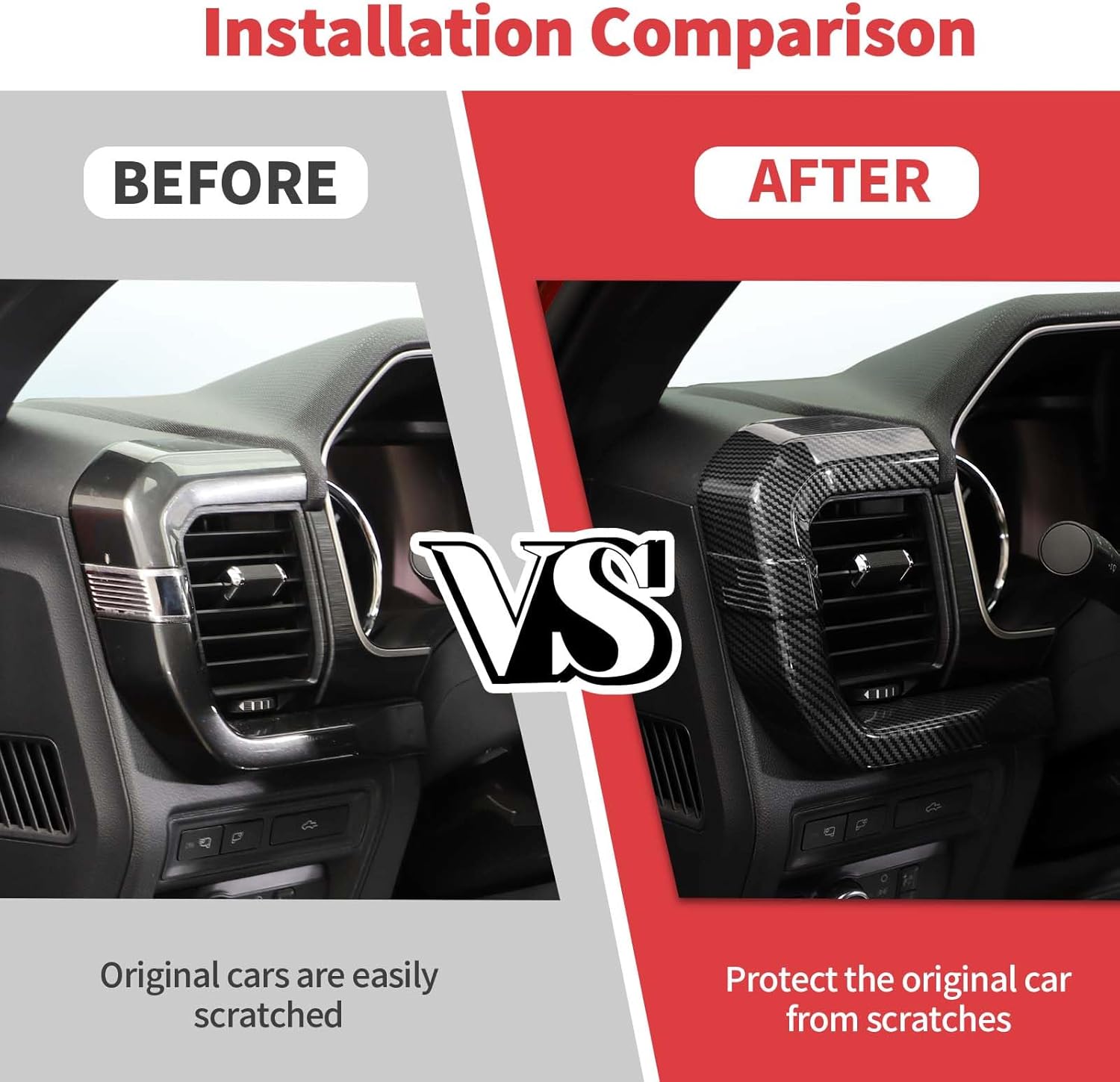 Jimen Cubierta de Panel de Salpicadero y Consola Central (3 Piezas) Compatible con Ford F150 2021-2023 – Fibra de Carbono - Image 7