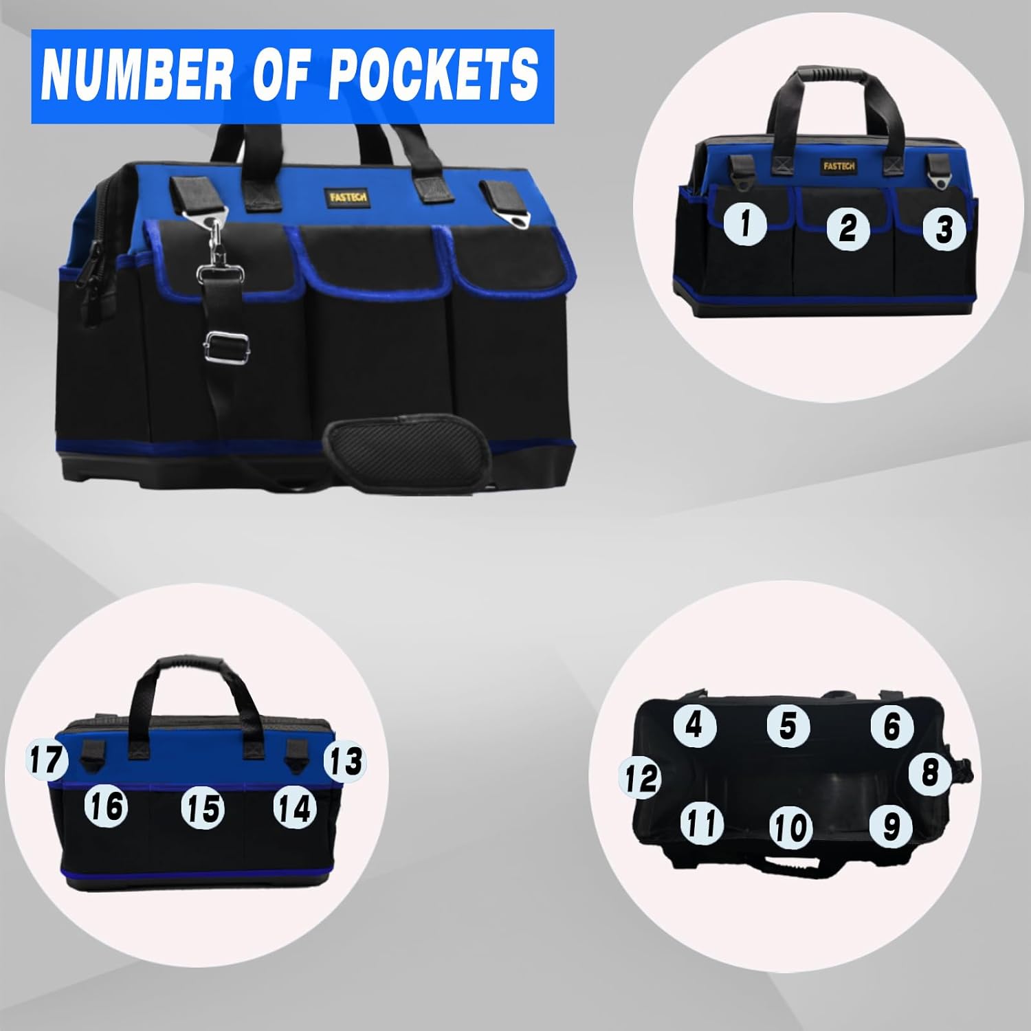 FASTECH Bolsa de Herramientas de 20” con Boca Ancha – Organizador Profesional Resistente - Image 6