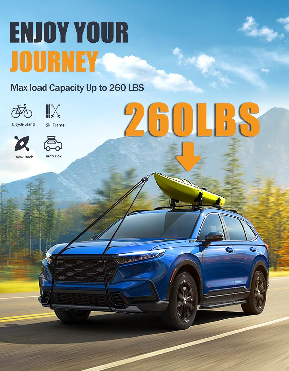 KINGGERI Barras Transversales de Techo con Cerradura – 260 lb para Honda CR-V 2023-2026 - Image 6