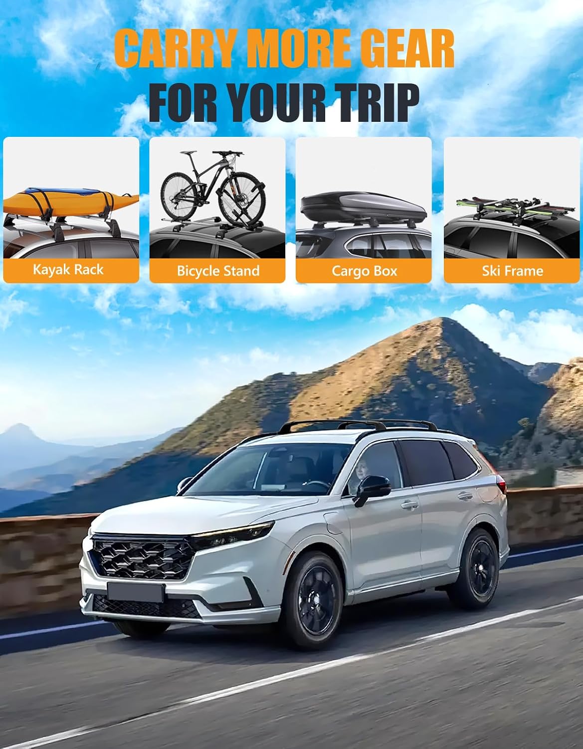 KINGGERI Barras Transversales de Techo con Cerradura – 260 lb para Honda CR-V 2023-2026 - Image 4