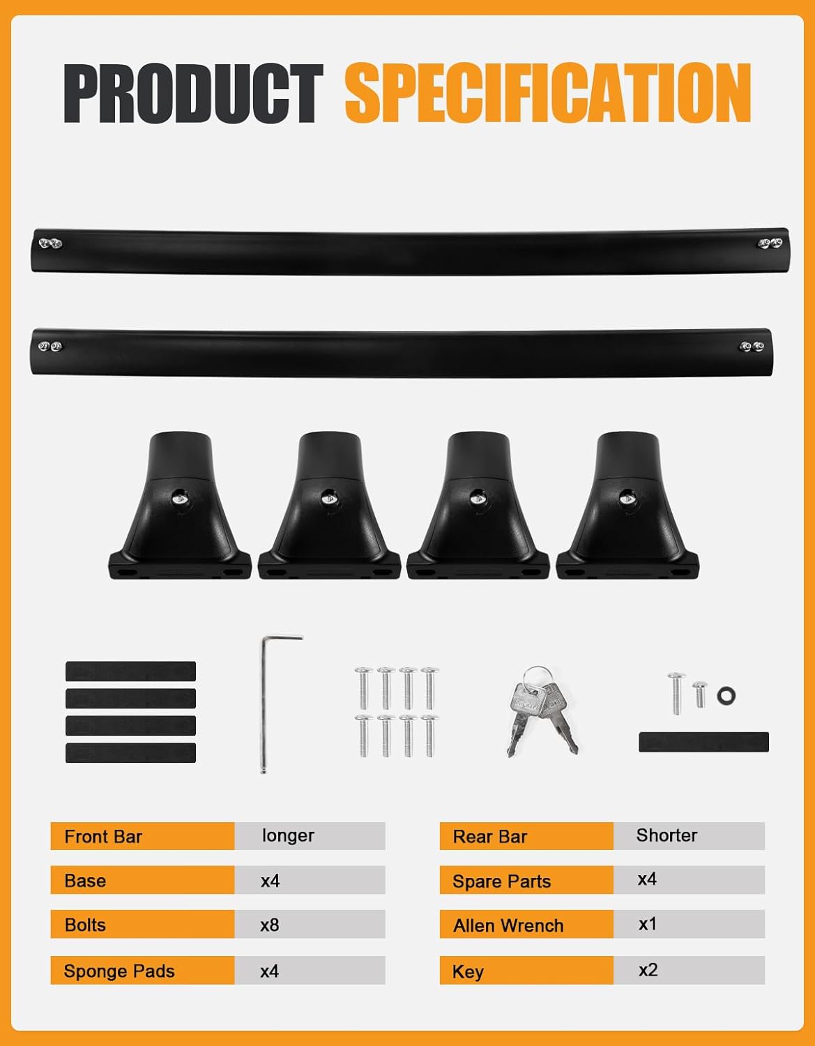 KINGGERI Barras Transversales de Techo con Cerradura – 260 lb para Honda CR-V 2023-2026 - Image 5