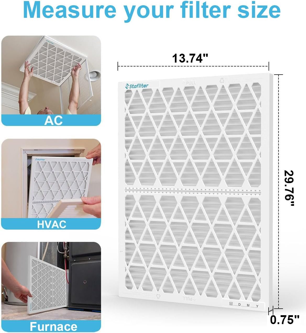 Filtro de Aire Reutilizable 14 x 30 x 1 pulgadas MERV 8 con Marco y 6 Recambios - Image 3