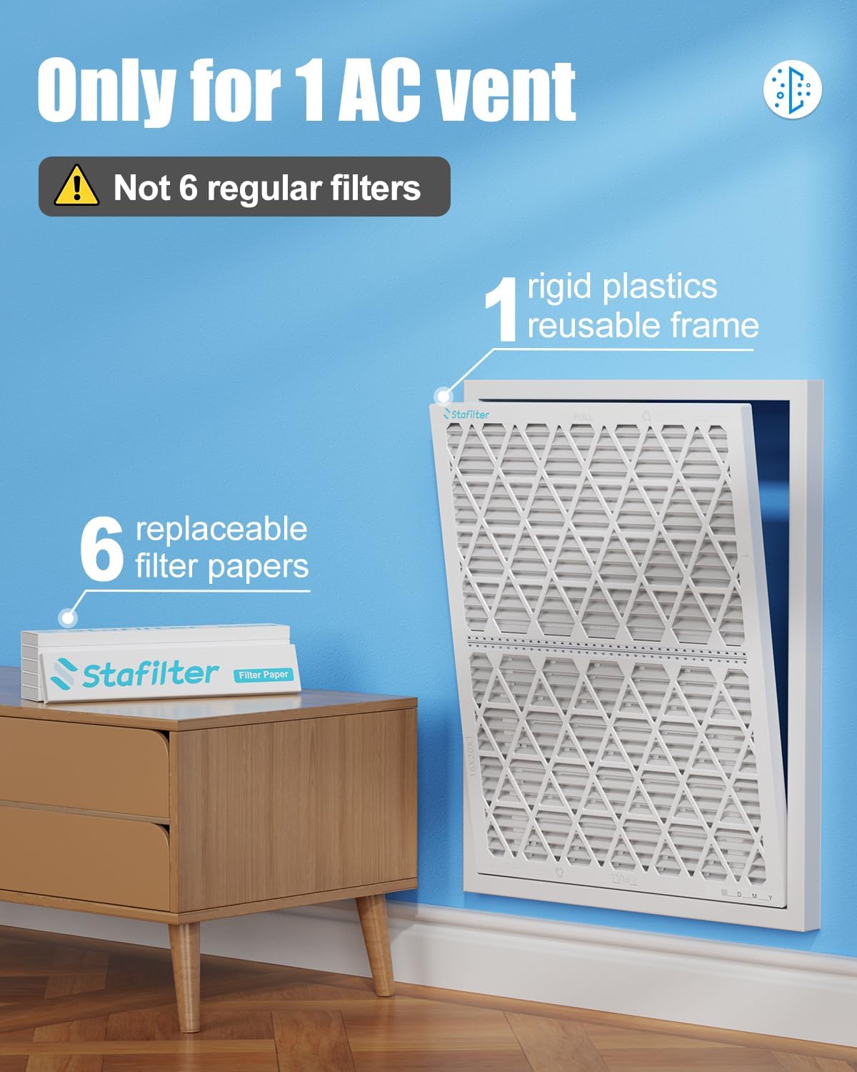 Filtro de Aire Reutilizable 14 x 30 x 1 pulgadas MERV 8 con Marco y 6 Recambios - Image 4