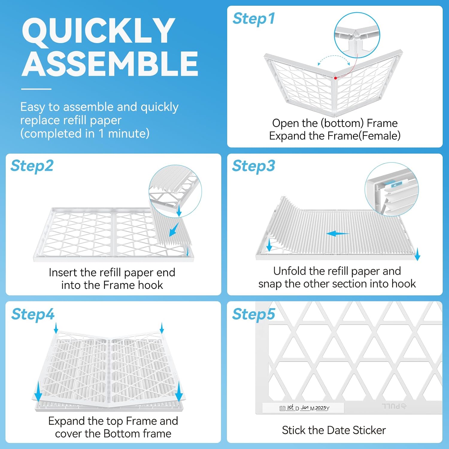Filtro de Aire Reutilizable 14 x 30 x 1 pulgadas MERV 8 con Marco y 6 Recambios - Image 7