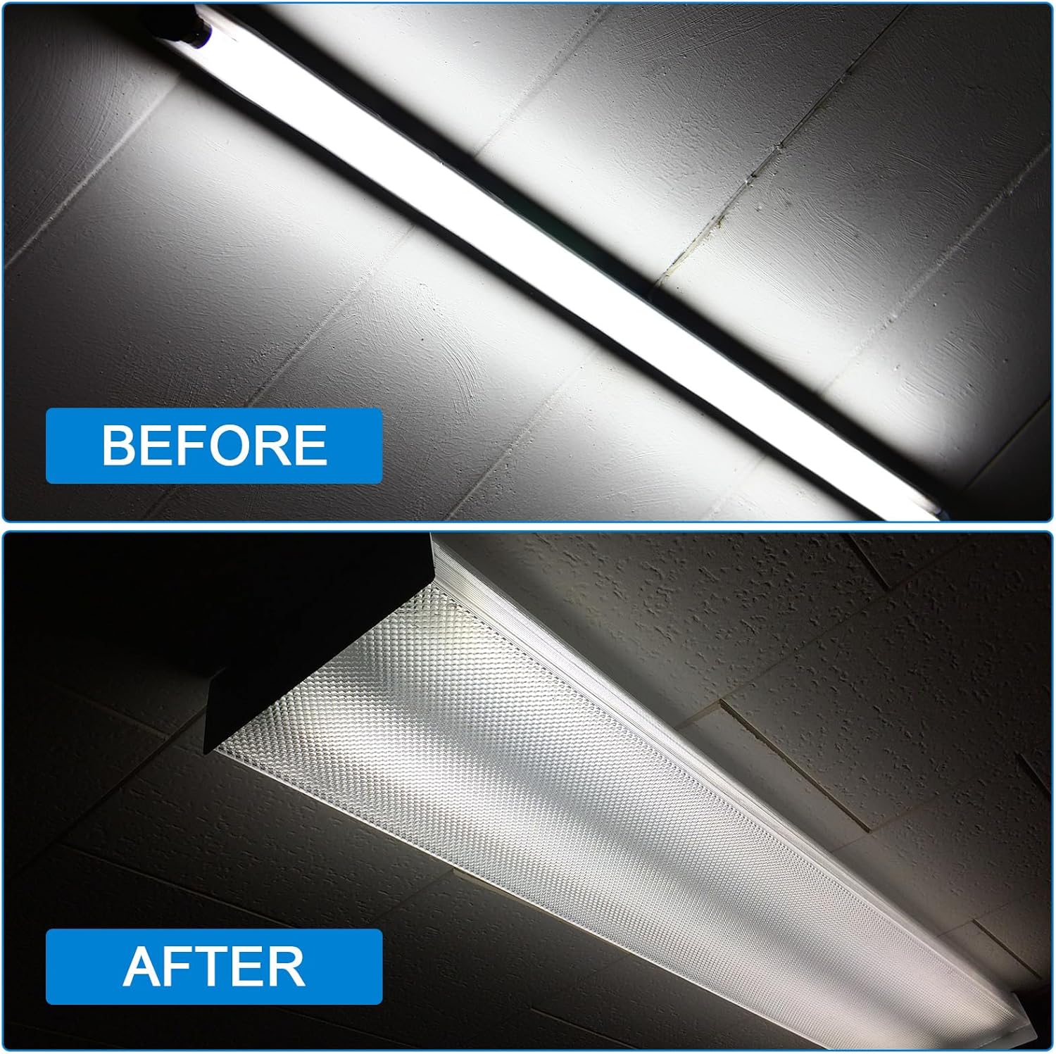 Cubiertas de Luz Fluorescente de 48” para Techo (Paquete de 4) - Image 4