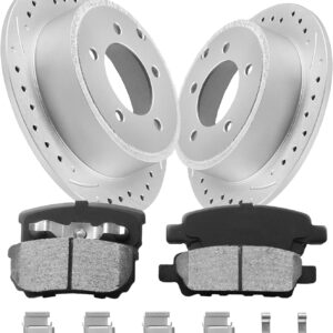 Kit de Frenos Traseros con Rotores Perforados y Ranurados + Pastillas de Cerámica (6 Piezas)